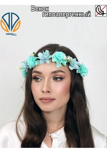 Ahouseall Kadınlar Ve Çocuklar İçin Parlak Çiçekli Taç 219515337 Turkuaz