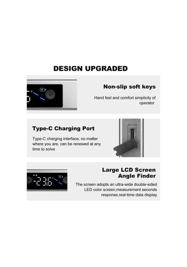 Pazly Şarj Edilebilir Ahşap Ve Dekorasyon Açı Ölçer - Dijital Lazer Eğim Ölçüm Cihazı