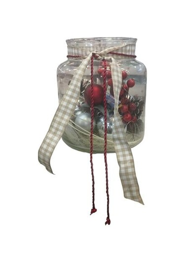 İçi Ledli Dekoratif Kavanoz Kırmızı