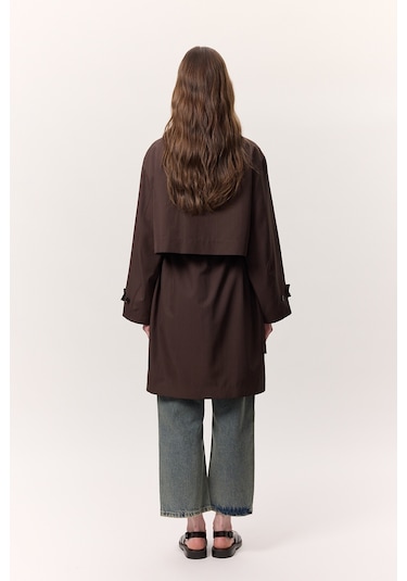Bel Ayarlamalı Hafif Trençkot Çikolata Çikolata Kahverengi
