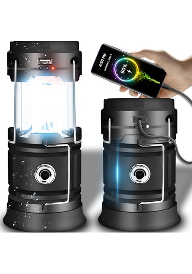 Taşınabilir Solar Led El Feneri Kamp Dış Aydınlatma Katlanır Fene