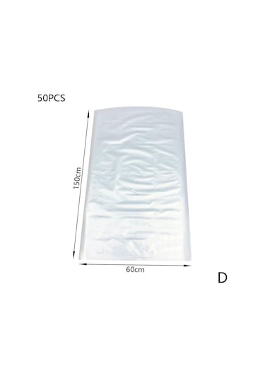 Hfambition 60x150cm Beyaz Plastik Şeffaf Elbise Toz Koruması - Dolap İçin 50 Adet Dayanıklı Ev Gereci Beyaz