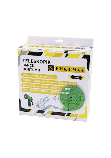 25mt Teleskopik Uzayan Bahçe Hortumu 7 Fonksiyon Ayarlı Tetikli T