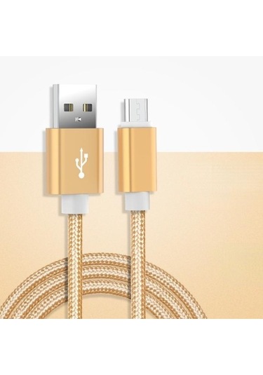 Altın ios Uyumlu, Type-c Ve Mikro Usb İçin Ekstra Uzun Ve Dayanıklı 10ft Naylon Örgülü Telefon Şarj Kablosu 2m For Android