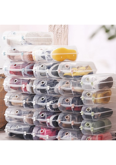 Cbtx 4pcs Ev Dolap Rafı İçin Sert Plastik Ayakkabı Saklama S Mavi