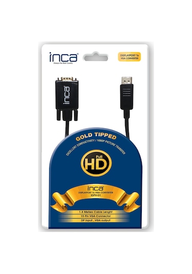 Inca Idpv-01 Displayport To Vga Kablo - 1.8M