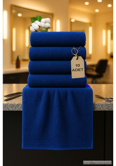 10 Adet 50x90, Kuaför Havlusu, Berber Havlusu, Spor Havlusu, Antreman Havlusu, %100 Pamuk Havlu Mavi