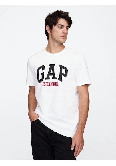 Gap 745261000 V-frch Gap İstanbul T Erkek Tişört Beyaz