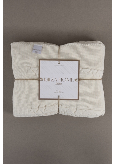 Trenza Krem Çift Kişilik Battaniye 200x220 15025 Krem