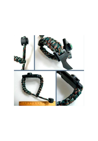 Omeniv Paracord Bileklik Düdük Pusula Bıçak 4 Fonksiyonlu Outdoor