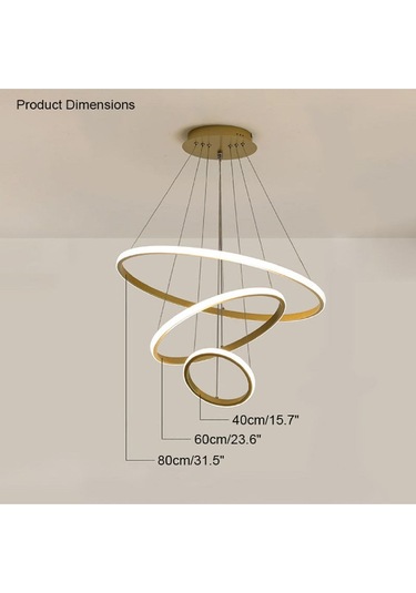 Gold / Render / 80-60-40 Cm / 3 Renk Işık / Sarkıt Avize Gold Sarı