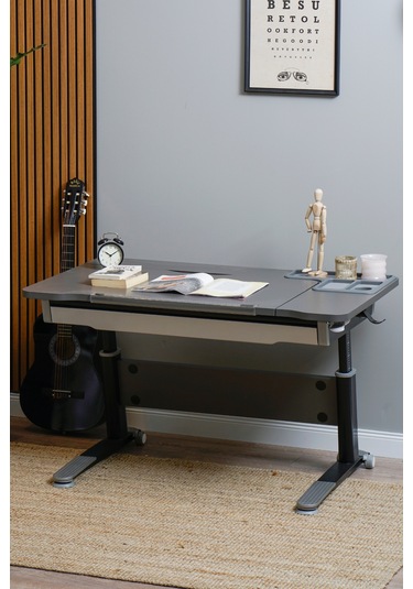 Sirius Basic Yükseklik Ve Eğim Ayarlı, Çekmeceli Bilgisayar Ve Oyuncu Masası, Ofis Ve Çalışma Masası Gri