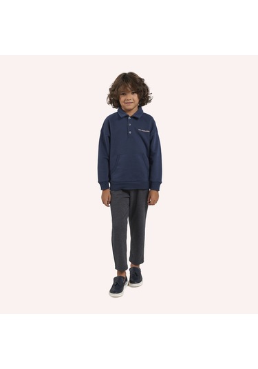 Panço Erkek Çocuk Yakalı Sweatshirt Lacivert 2421bk08028-4792 001 Lacivert
