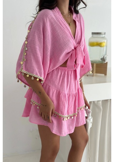 Deniz Kabuğu Aksesuarlı Takım Pembe Pembe