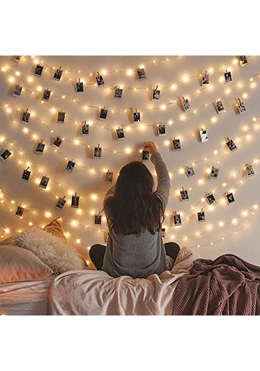 Peri Led Işık 3 Metre (sarı) Pilli + 15 Adet Küçük  Mandal