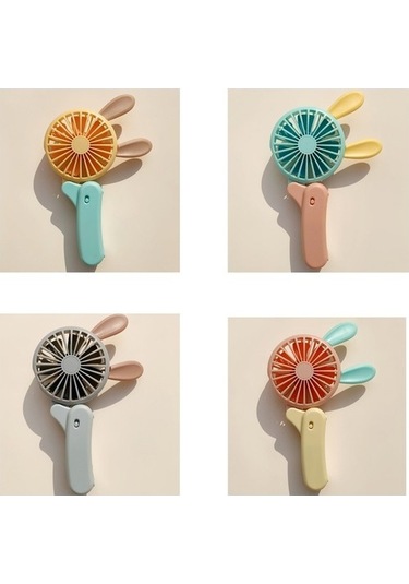 Sevimli Tavşan Katlanabilir Fan Usb Şarj Renk Eşleşen Çizgi Film Taşınabilir El Fan 2118 Yeşil