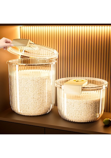 Yifomall Ev İçin Gıda Seviyesi Muhafaza Kabı - Haşere Ve Nem Koruma, 15 Kg Kapasite, Pirinç/un/bezelye Saklama Avokado Yeşili/şeffaf Diğer