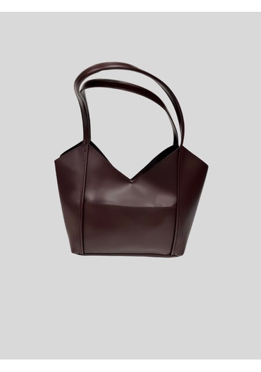 Vazıradk Vera V Kesim Omuz Çantası & Makyaj Çantası Seti Kahve