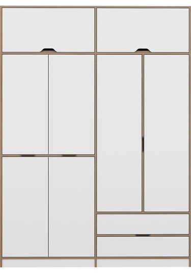 Elina 4 Kapaklı Yüklüklü Dolap - Dore/beyaz Beyaz