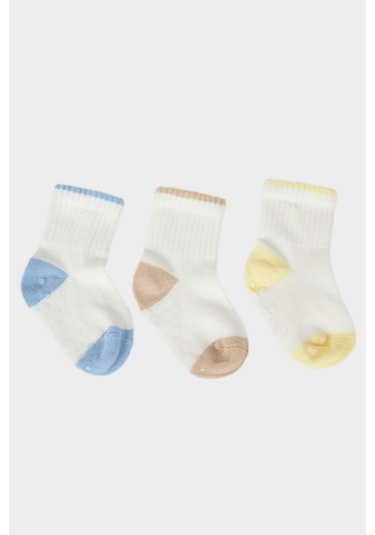Defacto Erkek Bebek Kaydırmaz Taban 3lü Pamuklu Uzun Çorap E5019a5nswt1 Beyaz