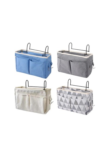 Beyaz Başucu Saklama Çantası Düzenleyici Tv Uzaktan Kumanda Asılı Kanepe Depolama Organizatör Yatak Tutucu Cepler Yatak Odası Yurt Saklama Çantası Beyaz