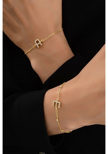 Çgk Çiğdem Gürel Kuyumculuk Dorika Toplu Altın Harf Altın Bileklik Çok Renkli