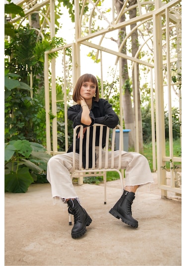 Garantili Alyona Soğuk Geçirmez Kadın Günlük Ortopedik Kışlık Bot Siyah