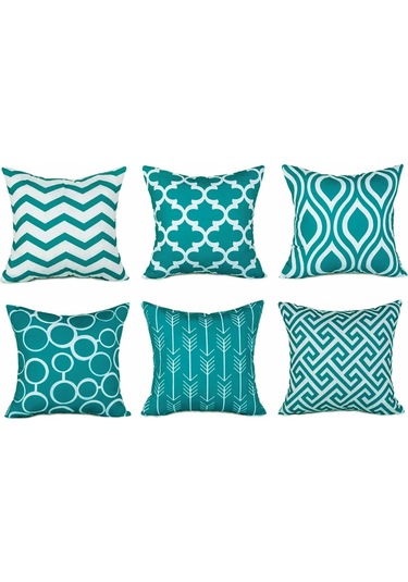 Hangfox 6 Adet 45x45 Cm Kumaş Dekoratif Yastık Kılıfı, Yumuşak Pamuk Keteni, Gizli Reşen, Modern Desenli Ev Dekoru Yastık İçi Hariç Diğer