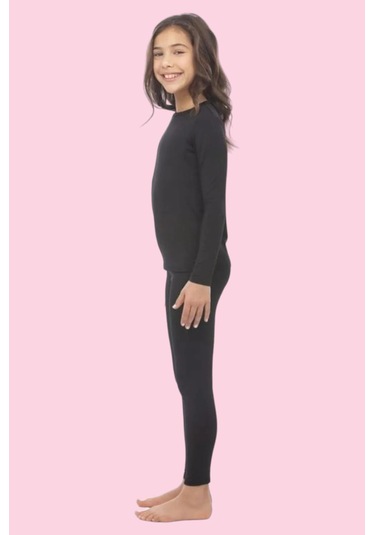 Tezzgelsin Kız Çocuk 3'lü Termal Alt Üst İçlik Takımı Siyah