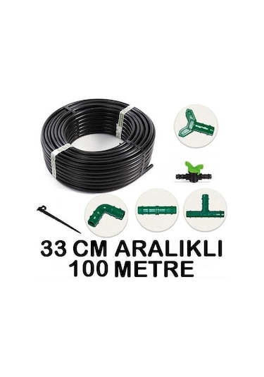 100 M. 33 Cm Delik Mesafeli Bağ Bahçe Ağaç Fidan Damlama Sulama