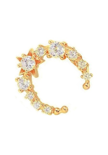 Masaliko Ay Gümüş Küpe Sb1912, 925 Ayar Gümüş Küpe, İthal Ürün, Altın Kaplama Altın