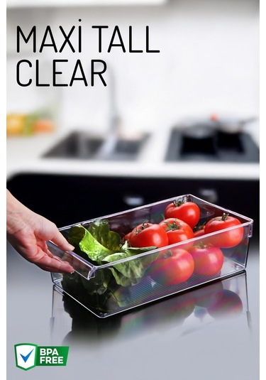 Maxi Tall Clear Buzdolabı & Dolap Içi Düzenleyici Organizer Şeffaf