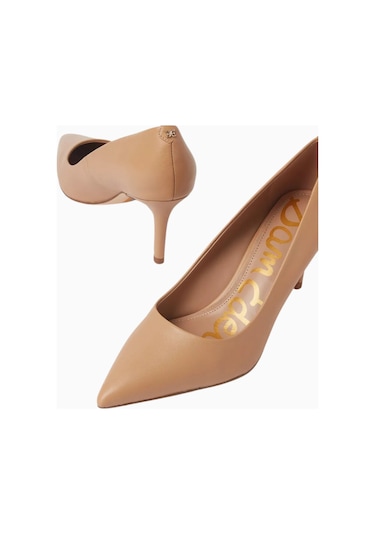 Sam Edelman Vienna 70 Bej Deri, Sivri Burun Orta Topuklu Kadın Pump