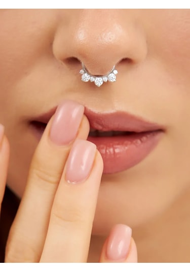 Markiz Burun Septum Taklidi Piercing Sihirbazı Gümüş 925 326254009 Gümüş