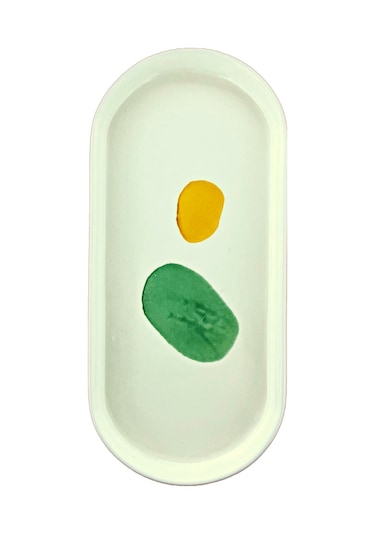 Kevin Seramik Modern Hand Made 14 Parça 6 Kişilik Lüxs Kahvaltılık Sunum Tabağı Beyaz - Yeşil