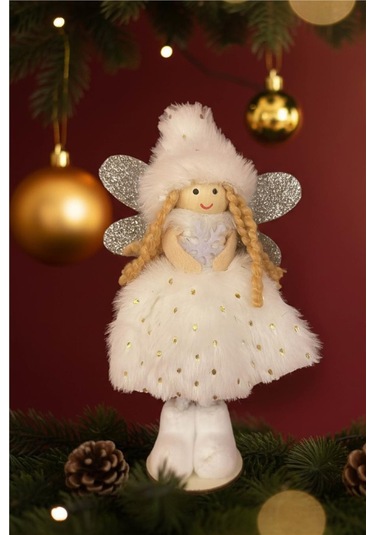Yılbaşı Ağaç Süsü Işıltılı Melek Figürü