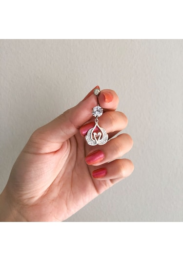 Ferizz 316l Çelik Zirkon Taşlı Kuğu Piercing Prc-122