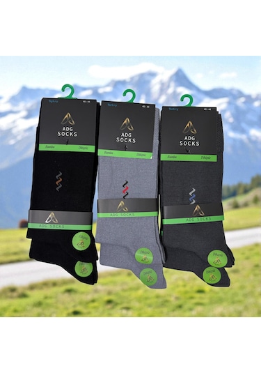 Erkek Uzun Dikişsiz Bambu Çorap 6'lı Ve 12'li Çok Renkli