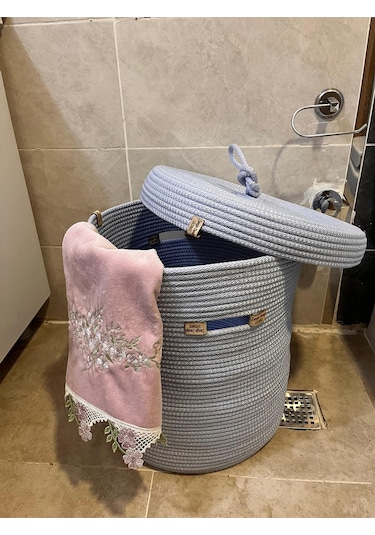 Zengin Design Home Banyo Camaşır Sepeti Zdh-051 Bebe Mavi