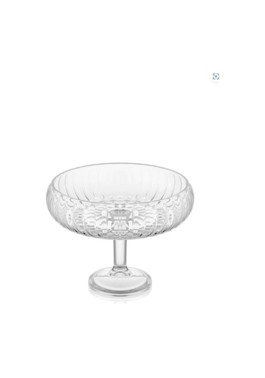 El Yapımı Cam Ayaklı Ortalinea Sunum Çanak 24x25,50 Cm