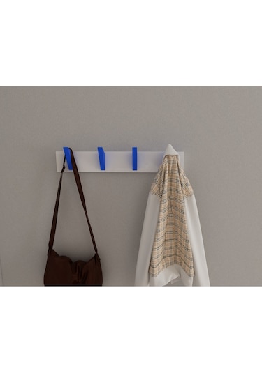 Hepsi3boyutlu Modern Duvar & Kapı Kanca Askılık - 4 Adet Mavi Kanca Askılık - Model No : 5 Mavi