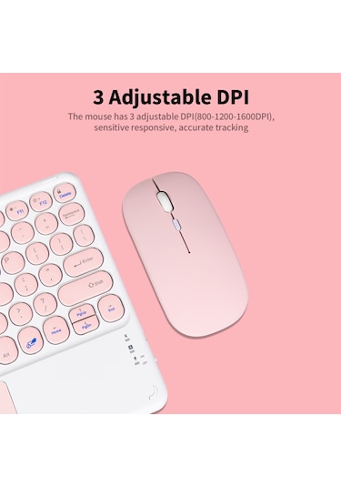 Springsun Bt Klavye Mouse Combo Bt3.0 Kablosuz Şarj Edilebilir Klavye Ergonomik Mouse Seti İnce Tasarım Android İos Windows Uyumlu  Yeşil Desteği