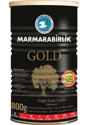 Marmarabirlik Gold Zeytin Salamura Teneke 6 x 800 G