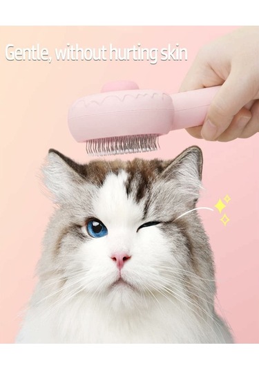Mufunye Kedi Bakım Fırçası Donut Şeklinde Orta-uzun Tüy Pembe