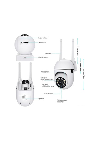 Mufunye Ev İçi Kablosuz Wifi Priz Kamera - 2mp Full Hd, Çift Işık Gece Görüşü, Hareket Algılama, Uzak Erişim Abd Standardı Diğer