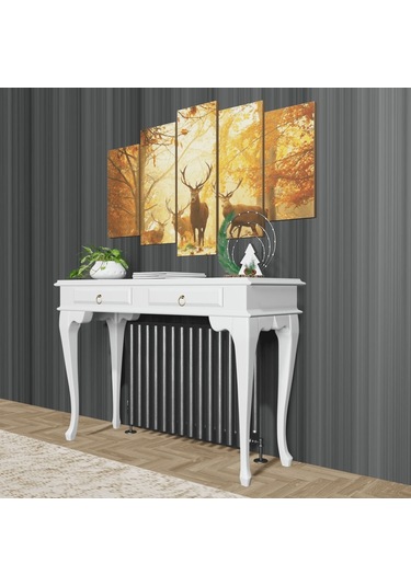 Roys Ahşap 130 Cm Beyaz Çekmeceli Petek Üstü Yüksek Dresuar Ahşap