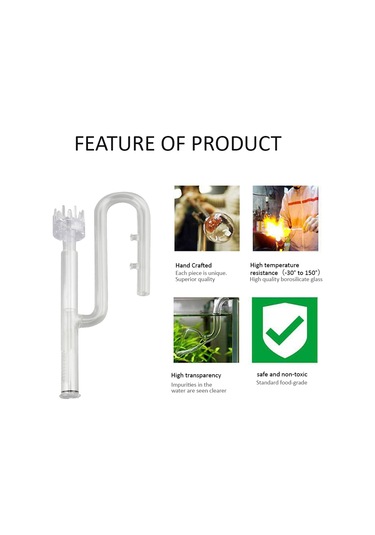 Yifomall Akvaryum Filtre Bardakları İçin Yüksek Borosilikat Cam Giriş Borusu - Yüzücü Yağ Filtrasyonu - 360 Döner - 13mm Dış Çap