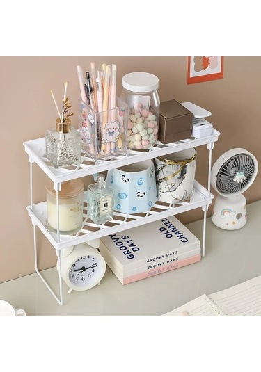 Besthome1 Çok Amaçlı Katlanabilir Plastik Depolama Rafı, Mutfak/ofis/ev İçin Organizatör, 34.5x13.5x15.5cm, Beyaz, 1 Adet Beyaz