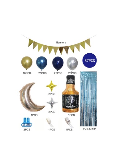 Suofeng 87 Parça Viski Balon Dekor Seti - Parti Süsleme İçin Renkli Ve Dayanıklı Balon Zinciri Çok Renkli