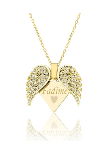 Kişiye Özel Gizli İsim Yazılı Aşkın Kanatları Açılan Kalpli Kolye Bbk55 Çok Renkli